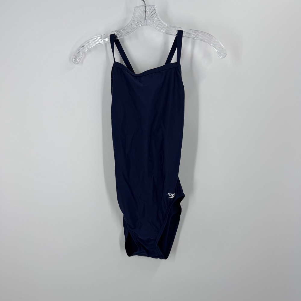 Speedo One Piece Swimsuit Women 10/36 Navy PowerFLEX Eco Performance